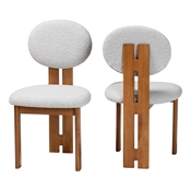 Baxton Studio Kacela Modern Japandi Light Grey Boucle Fabric and Walnut Brown Finished Wood 2-Piece Dining Chair Set